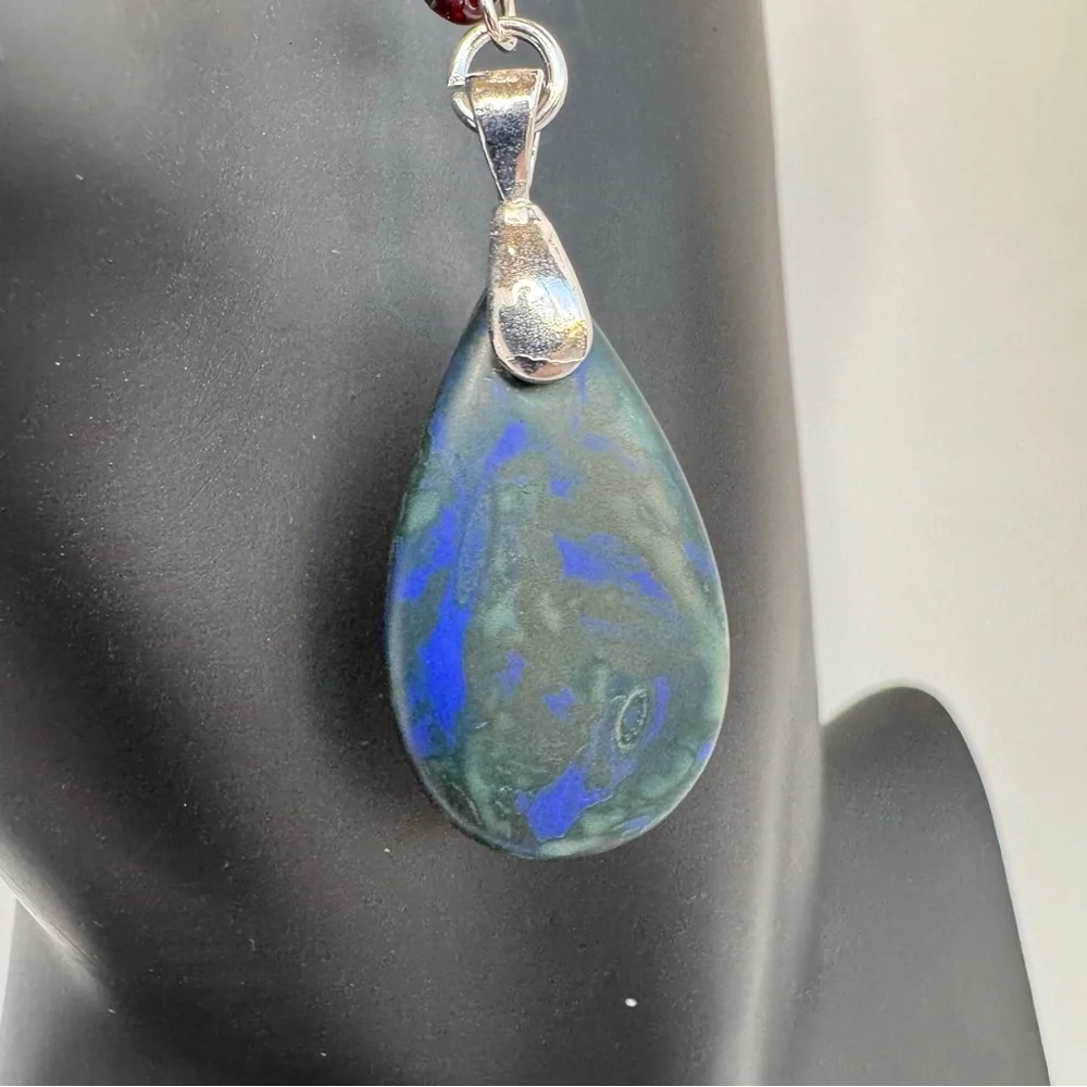 HAND CRAFTED Czech Glass Teardrop EARRINGS Matte Cobalt Blue Picasso NWT